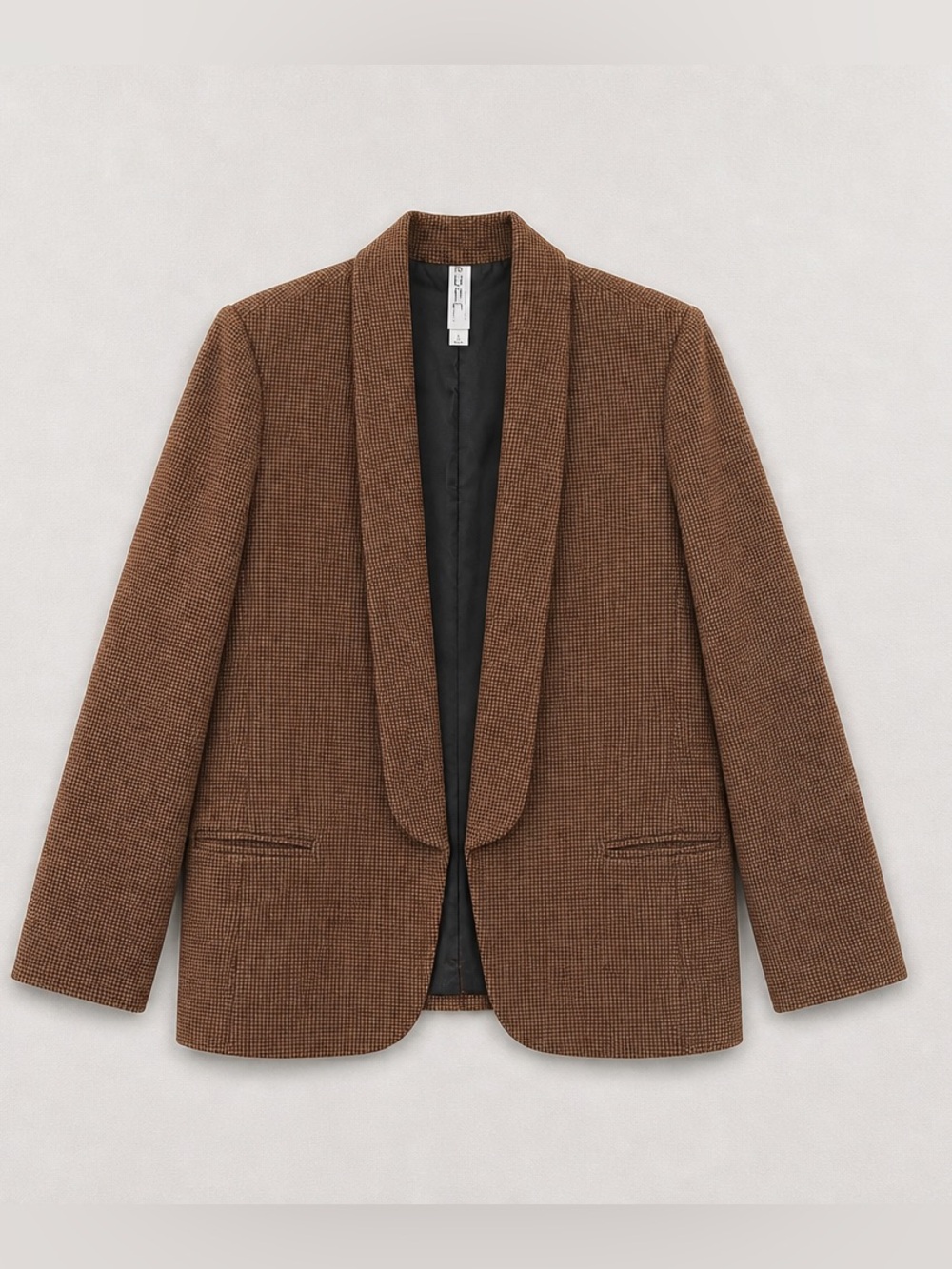 Mural Brown Textured Shawl Collar Blazer